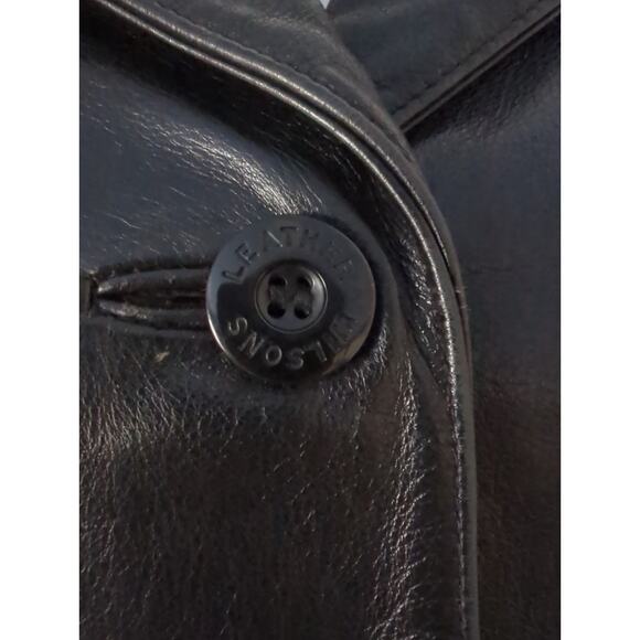 Wilsons Leather Black Tailored Button Up Leather Jacket Women Size L Lining flaw - Picture 4 of 12